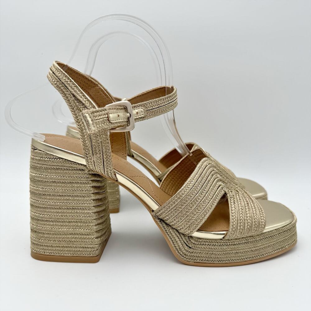 Crown Vintage Womens Daniya Platform Heeled Sandals Size 9 M Gold EUC